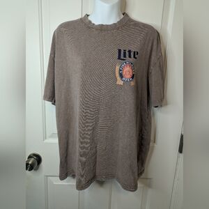 Miller Lite Graphic T-Shirt with Dog Print - Men's Medium- 100% Cotton